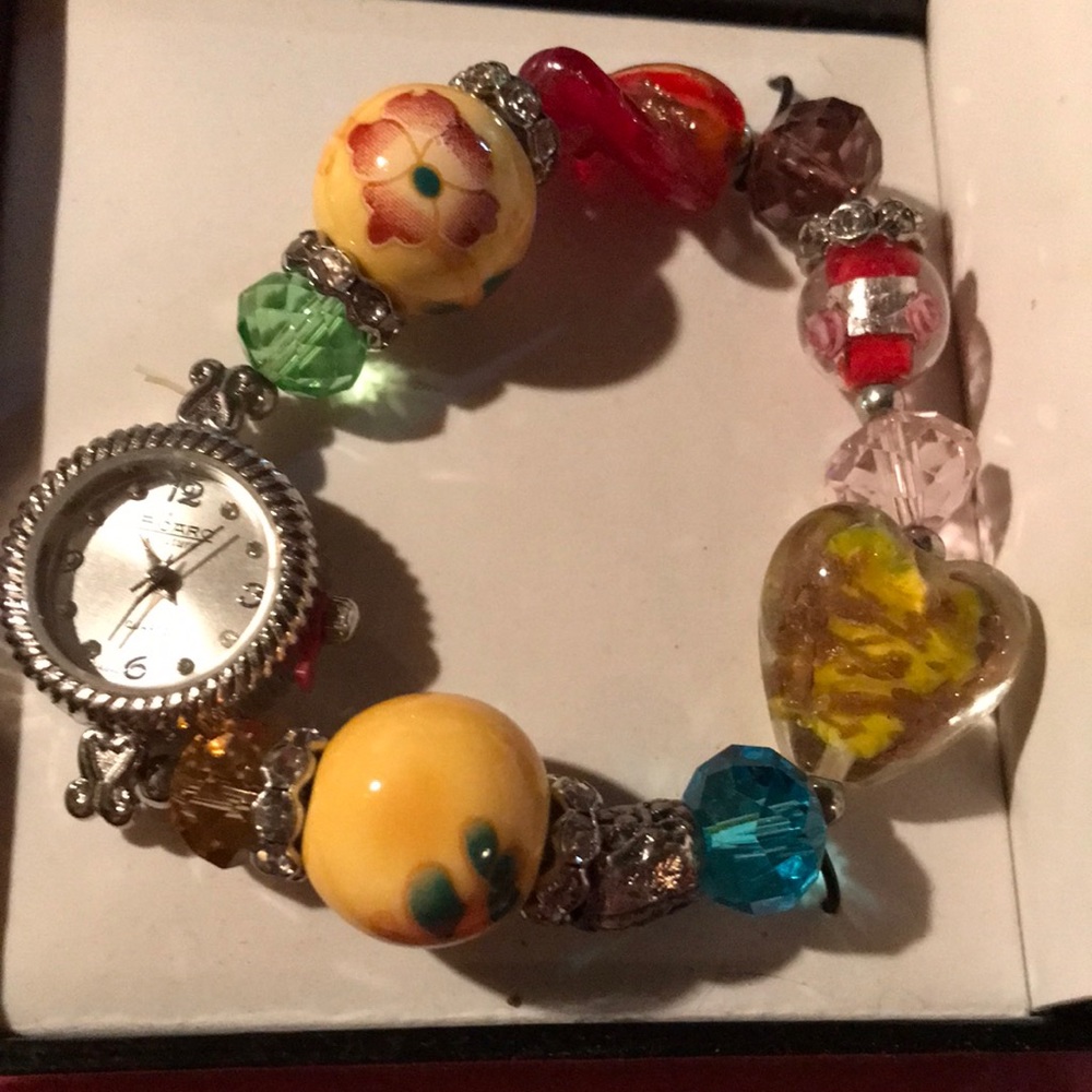 5/$15 Glass ? FREE with BUNDLE $20 bead WATCH NEW